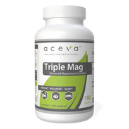 Aceva Triple Mag, a bottle of magnesium bisglycinate, citrate and aspartate capsules with vitamin B6 and boron